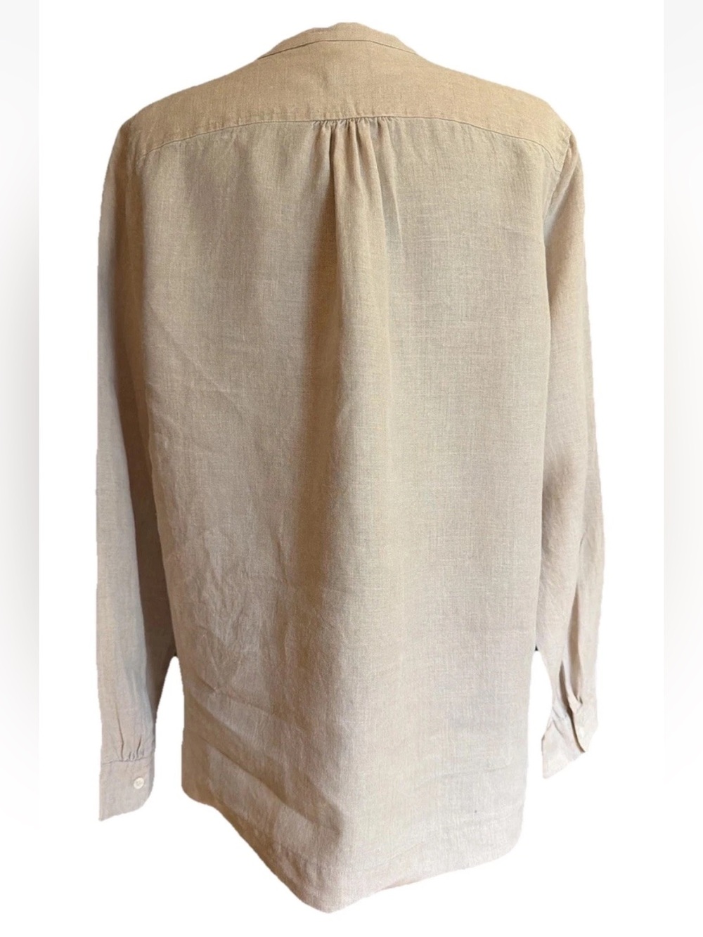 J.Crew Baird McNutt Irish Linen Long Sleeve Popover Top In Oatmeal Sz 8 Neutral - Picture 4 of 11